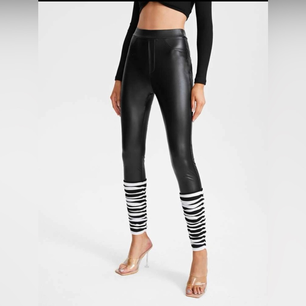 SHEIN X Muse by Monet PU leather skinny pants - Picture 3 of 4